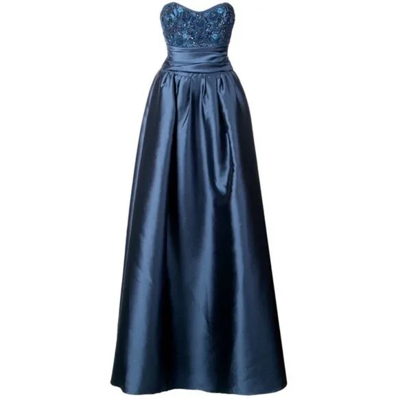 Marchesa Notte Strapless Navy Sequin Embellished Mikado Gown 6 - Picture 3 of 14